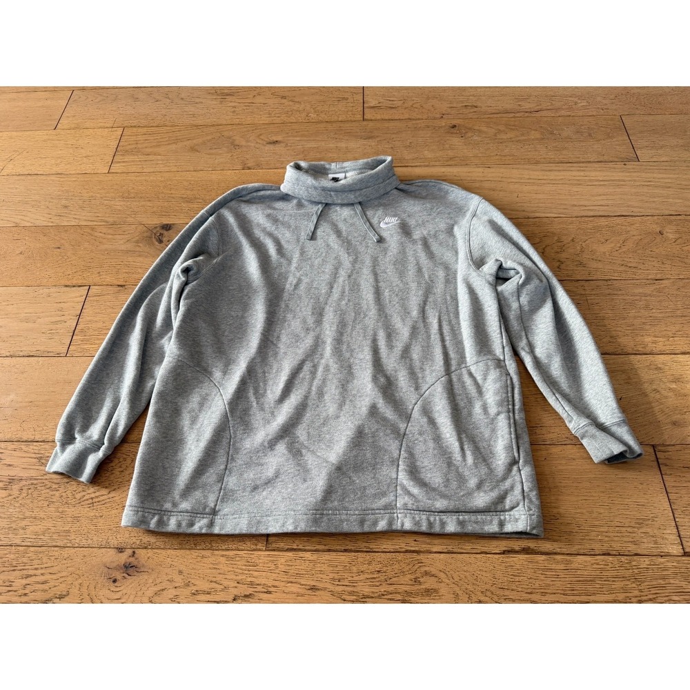Nike Club Fleece Cowl Neck Gray Long Sleeve Mock Neck Sweatshirt Women's Size S